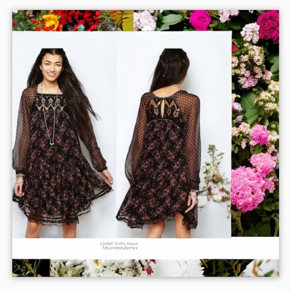 Free People Elsie Midnight Garden Floral Boho
Dress-EUC-SzXS -Peasant-Gypsy Vibe